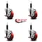 Service Caster 3.5'' Red Poly Swivel 1'' Expanding Stem Caster Set with Brake, 4PK SCC-EX20S3514-PPUB-RED-TLB-1-4 - alternate 3